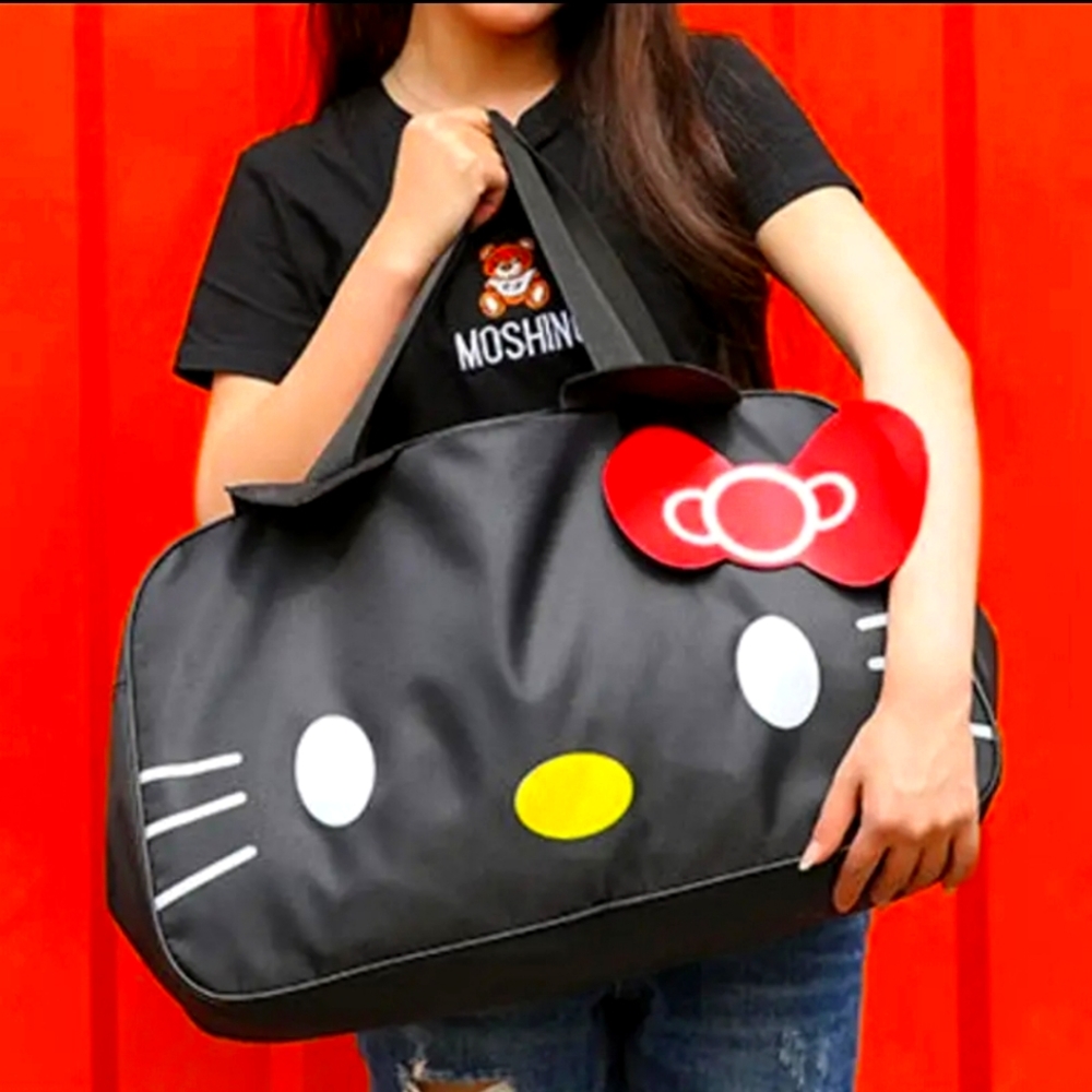 Hello Kitty, nylon shoulder bag, travel duffle bag.